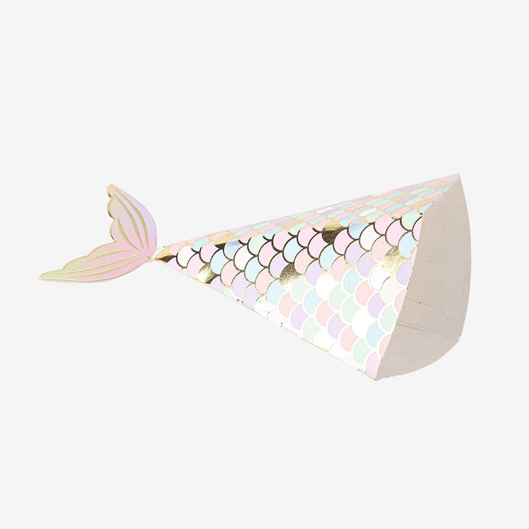 Anniversaire sirene iridescente : 8 cornets queue de sirene