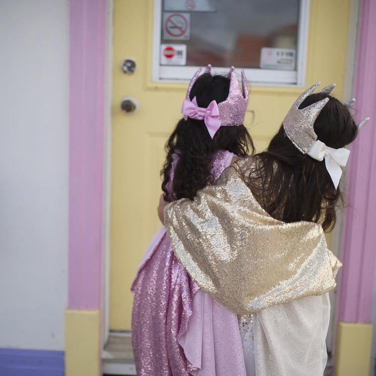 Deguisements princesse rose et doré paillettes vue de dos