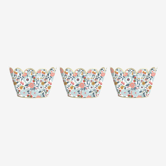 Déco anniversaire liberty : 6 caissettes à cupcakes liberty pour gùteaux