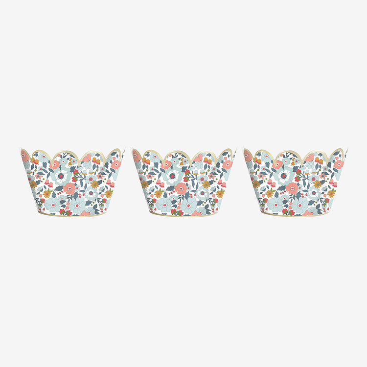 Déco anniversaire liberty : 6 caissettes à cupcakes liberty pour gâteaux