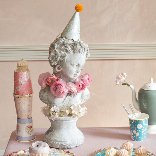 Fête ou anniversaire thème anglais : 8 gobelets fleurs jardins anglais