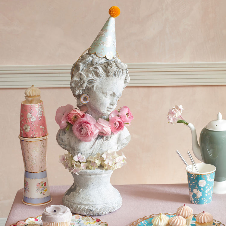 Fête ou anniversaire thème anglais : 8 gobelets fleurs jardins anglais