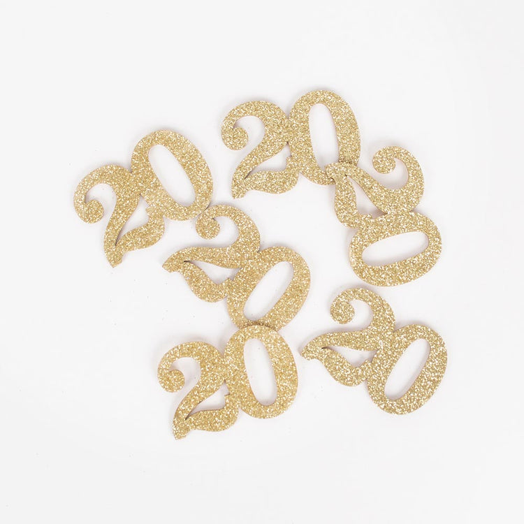 Confettis en bois paillertés pour déco anniversaire 20 ans