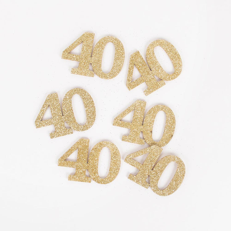 Confettis en bois paillertés pour déco anniversaire 40 ans