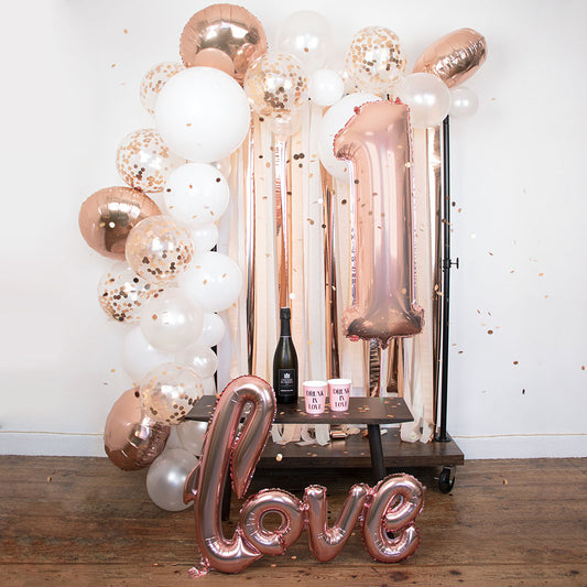 ballon chiffre or rose, rose gold décoration anniversaire My Littl Day