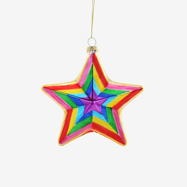 Decoration sapin de noel original : boule de noel étoile multicolore