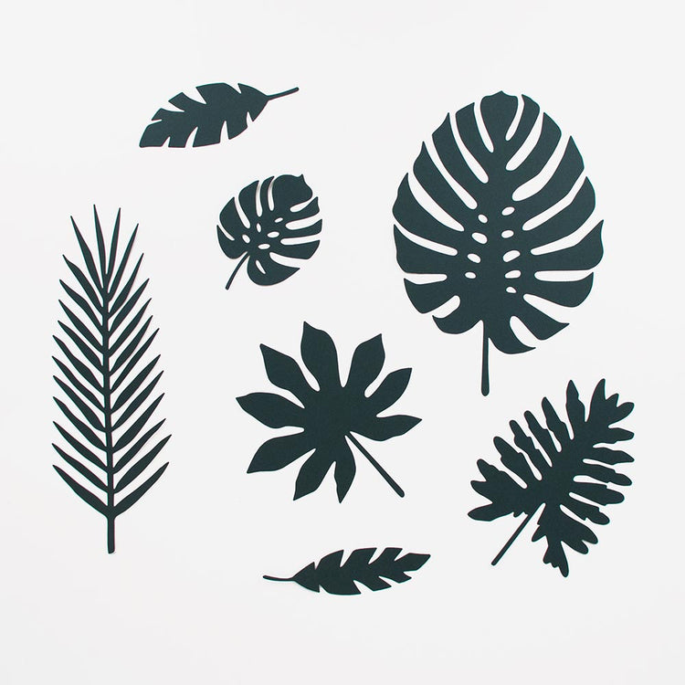 Feuilles en papier vert sapin prédécoupées pour décoration fete tropicale