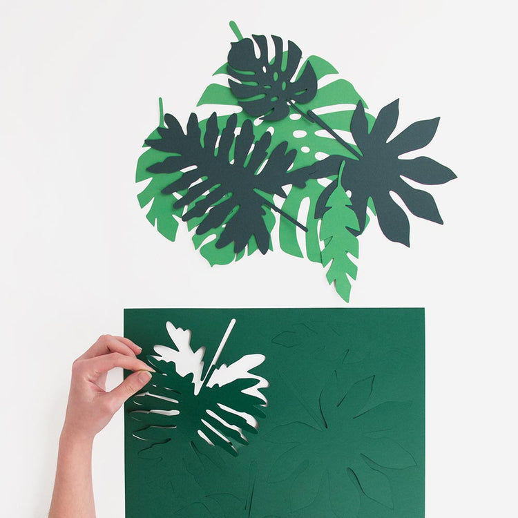 Feuilles en papier tropicales prédécoupées pour décoration de fete