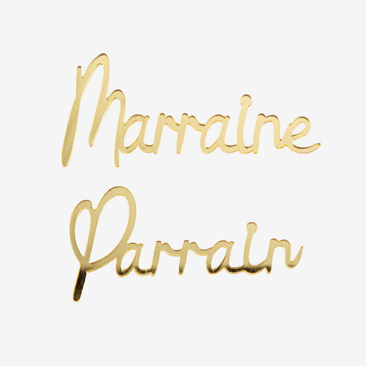 Confettis parrain et marraine doré pour decoration de table bapteme