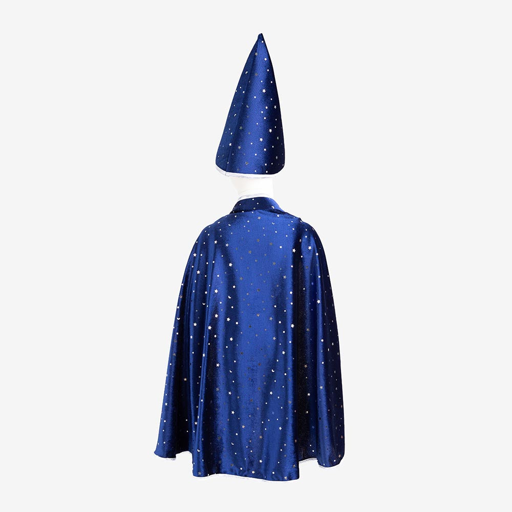 Chapeau magicien adulte, bleu avec des étoiles argents - Déguiz-Fêtes