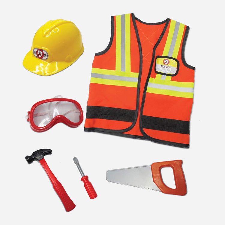 Deguisement ouvrier de chantier et accessoire pour cadeau anniversaire