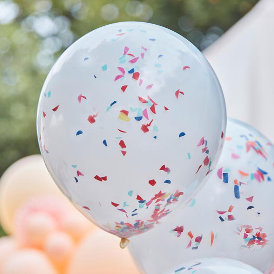 Deco anniversaire avec ballons confettis multuicolores ginger ray