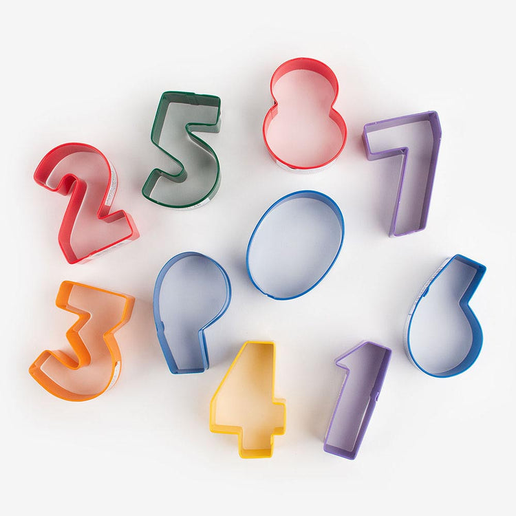 Emporte pieces chiffres 0 à 9 pour des biscuits d'anniversaire enfant