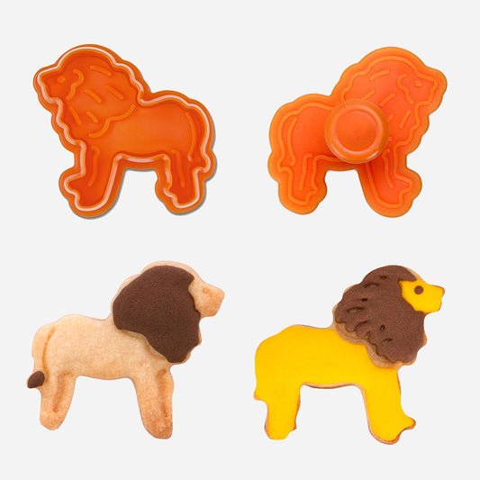 Emporte piece avec poussoir en forme de lion pour anniversaire