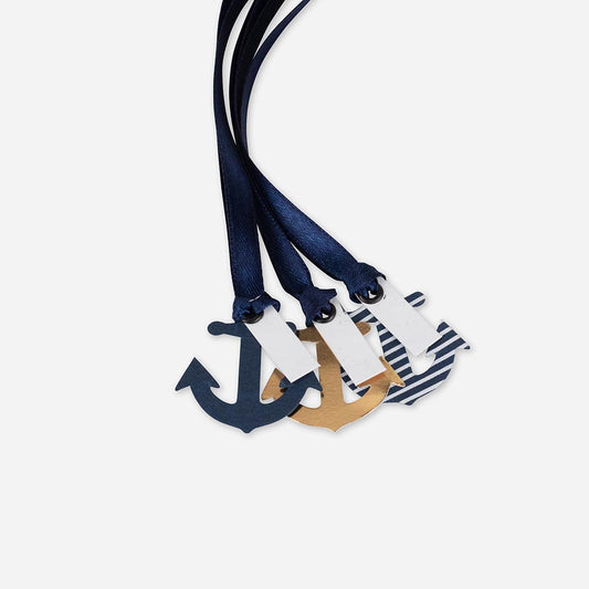 Déco mariage marin : étiquettes ancre marine pour pochettes cadeaux