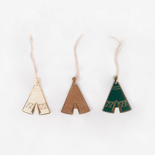 8 étiquettes cadeaux ou gift tags Tipi indien pour cadeau anniversaire à thème