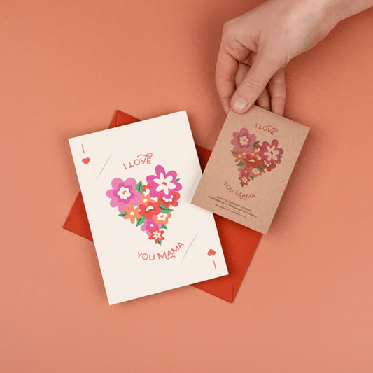 Carte avec sachet de graine i love you mama pour cadeau fete des meres