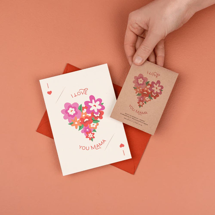 Carte avec sachet de graine i love you mama pour cadeau fete des meres