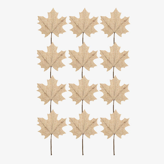 Decoration pour automne : feuilles d'érable en tissu naturel