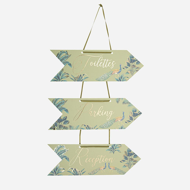 Déco mariage tropical : pancartes directionnelles pour mariage topical