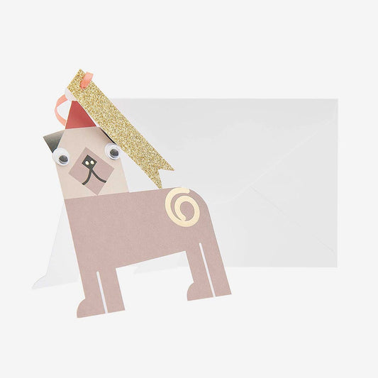 Gift tag chien carlin pour personnalisation papier cadeau de noel