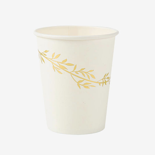 8 gobelets motif brins dorés pour deco de table mariage traditionnel