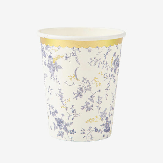 8 gobelets toile de jouy pour decoration de table mariage vintage