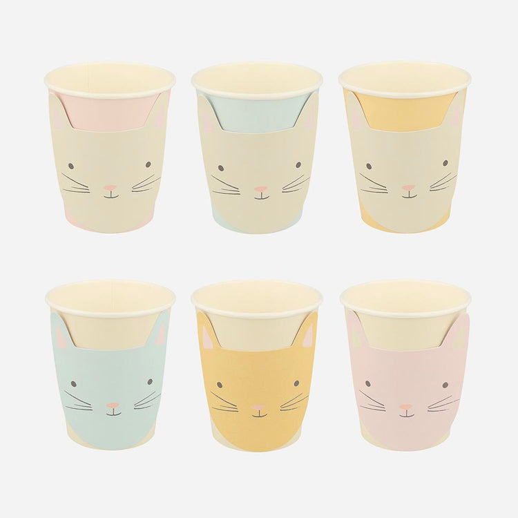 8 gobelets en carton chat pour decoration de table anniversaire fun