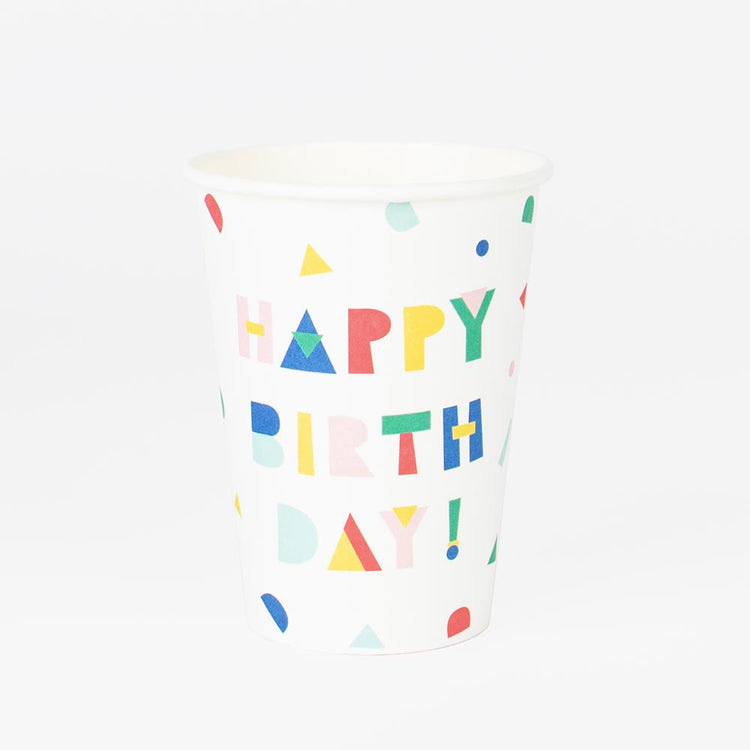 Gobelets happy birthday pour decoration table anniversaire adulte