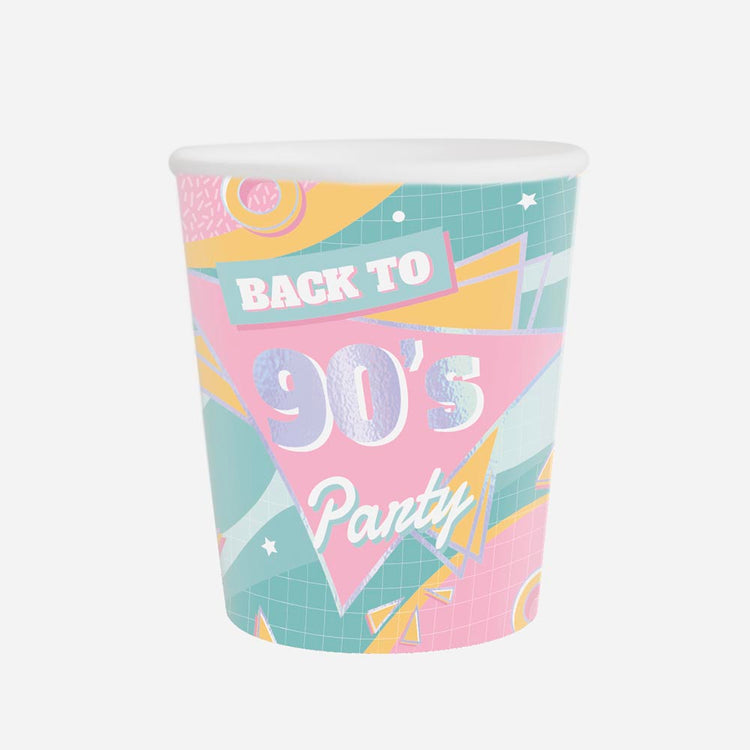 Gobelets en carton pour anniversaire Barbie ou soirée années 90