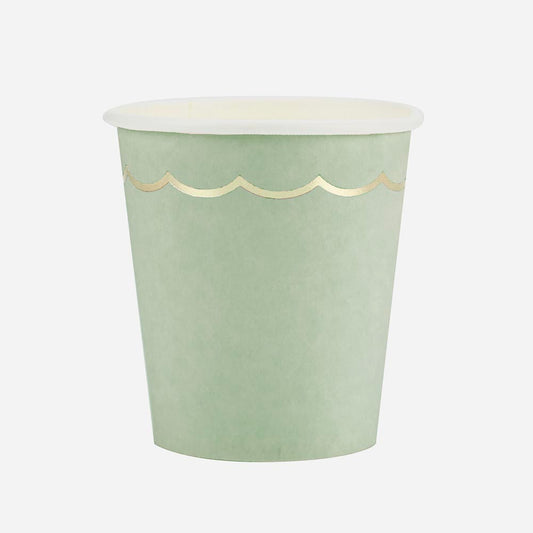 Gobelets en carton vert sauge pour mariage sauge ou gender reveal