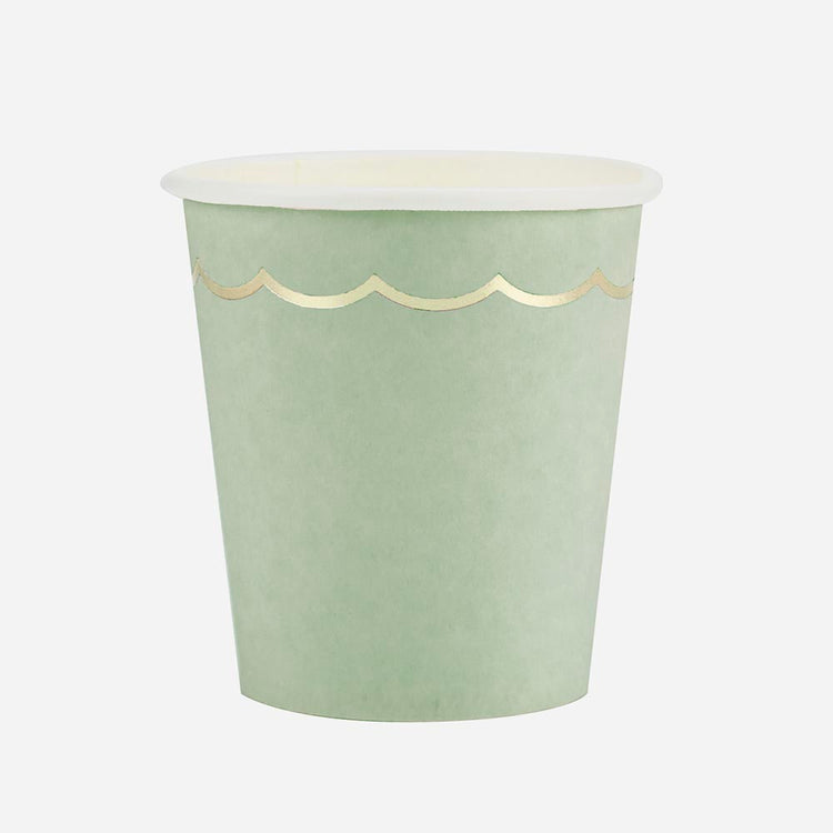 Gobelets en carton vert sauge pour mariage sauge ou gender reveal