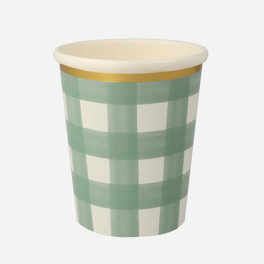 8 gobelets sapin vichy idéal pour votre repas du réveillon de noel