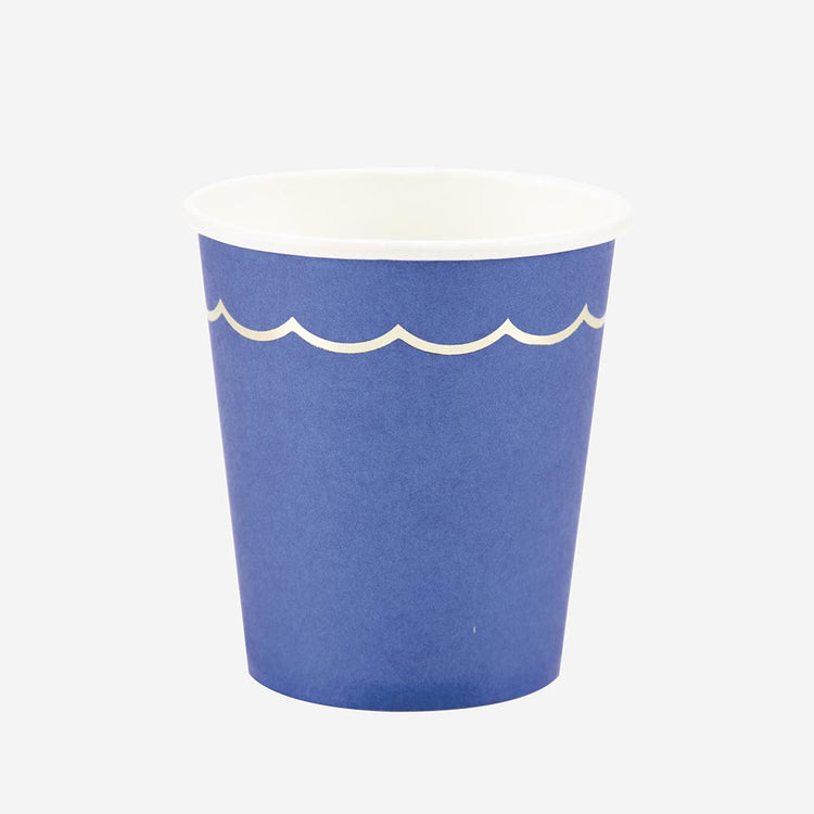 Gobelet bleu et frise dorée pour deco baby shower garçon, deco mariage ou anniversaire aladdin