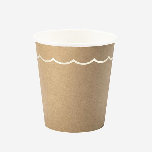 Gobelet kraft et frise dorée pour deco anniversaire foret, baby shower ou deco mariage folk