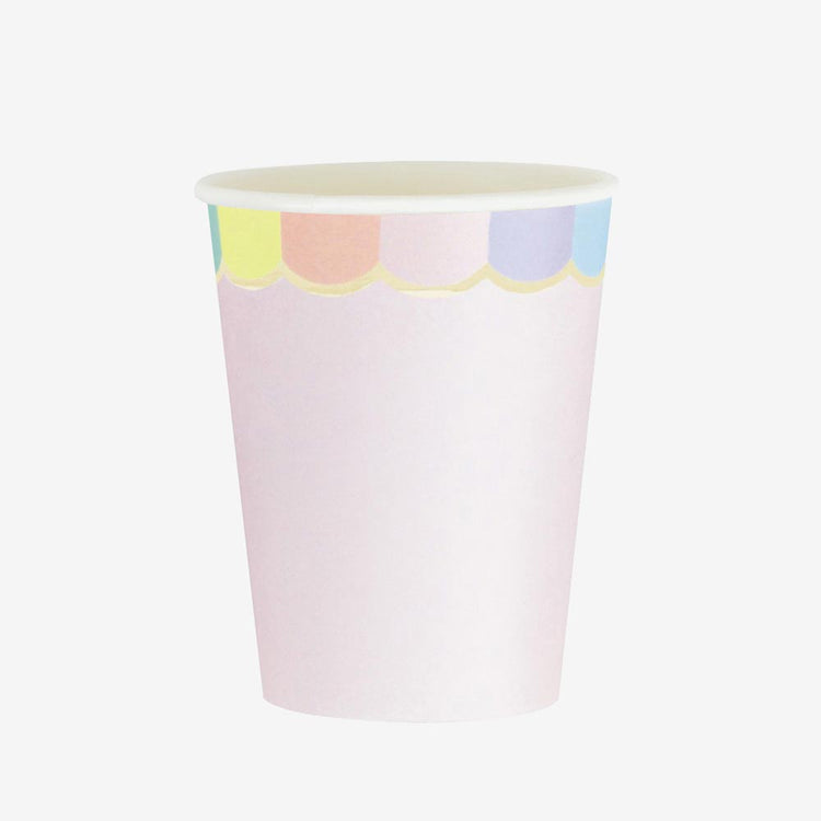 8 gobelets en carton roses pour fête d'anniversaire licorne ou baby-shower fille