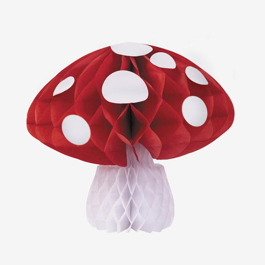 Grand champignon alvéolé pour faire une déco d'anniversaire foret
