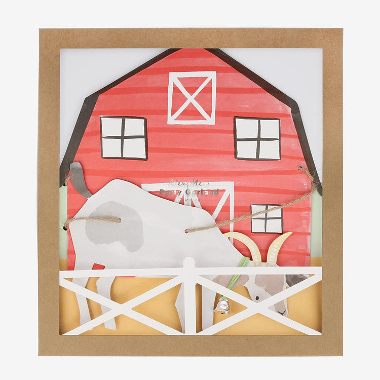 Deco animaux de la ferme Meri Meri : guirlande à la ferme pour anniversaire