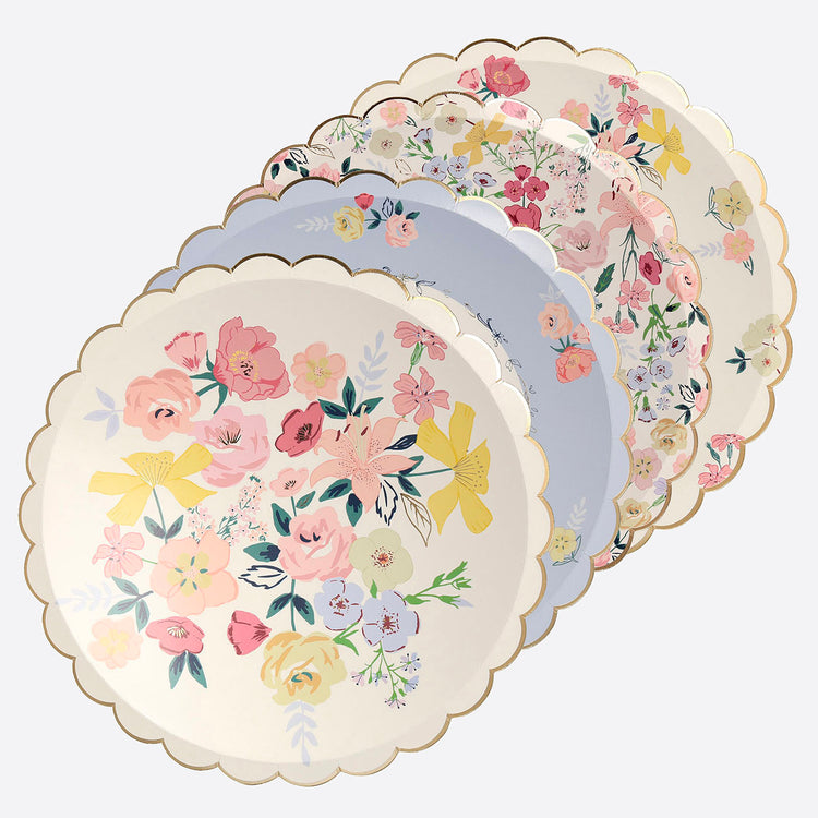 Assiettes en carton fleurs anglaises Meri Meri pour anniversaire fille