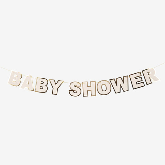 Guirlande baby shower blanc et doré pour decoration baby shower