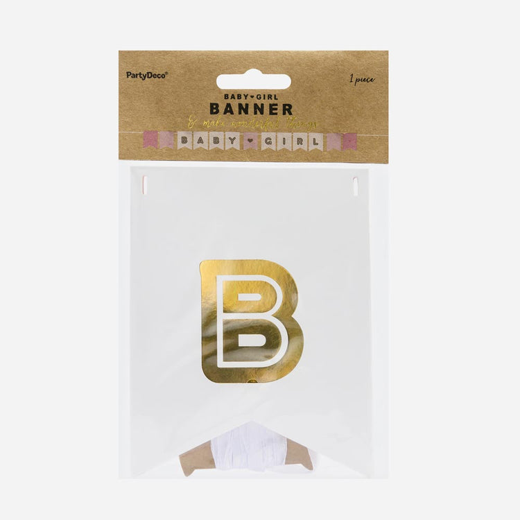 Packaging guirlande baby shower rose pour gender reveal fille