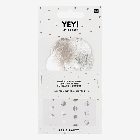 Packaging guirlande argenté pastilles : décoration de sapin de noel minimaliste