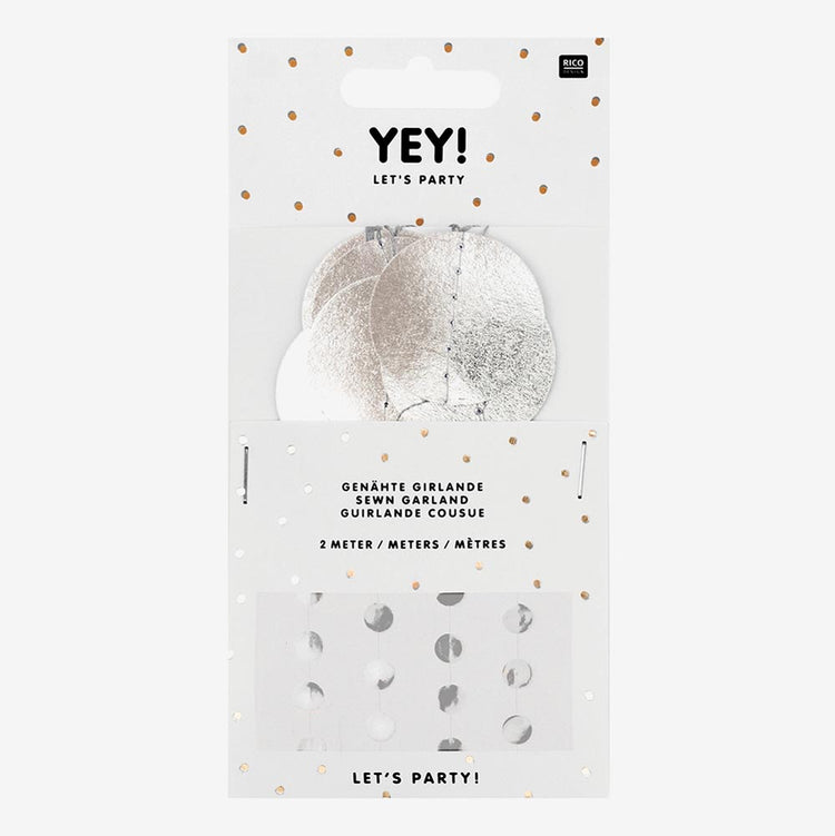 Packaging guirlande argenté pastilles : décoration de sapin de noel minimaliste