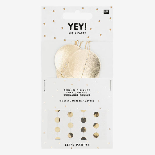 Packaging guirlande dorée pastilles : décoration de sapin de noel minimaliste