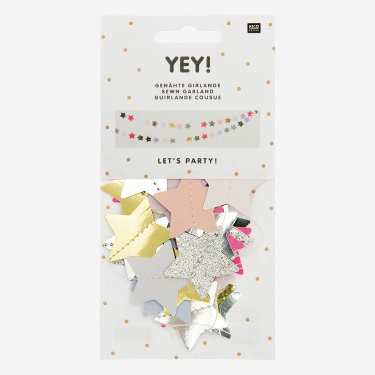 Grande guirlande d'étoiles colorées pour décoration de sapin de noel