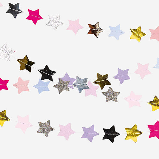 guirlande étoile multicolore pour déco anniversaire ou déco sapin de noel