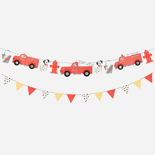 Guirlande camions de pompier pour decoration anniversaire garcon