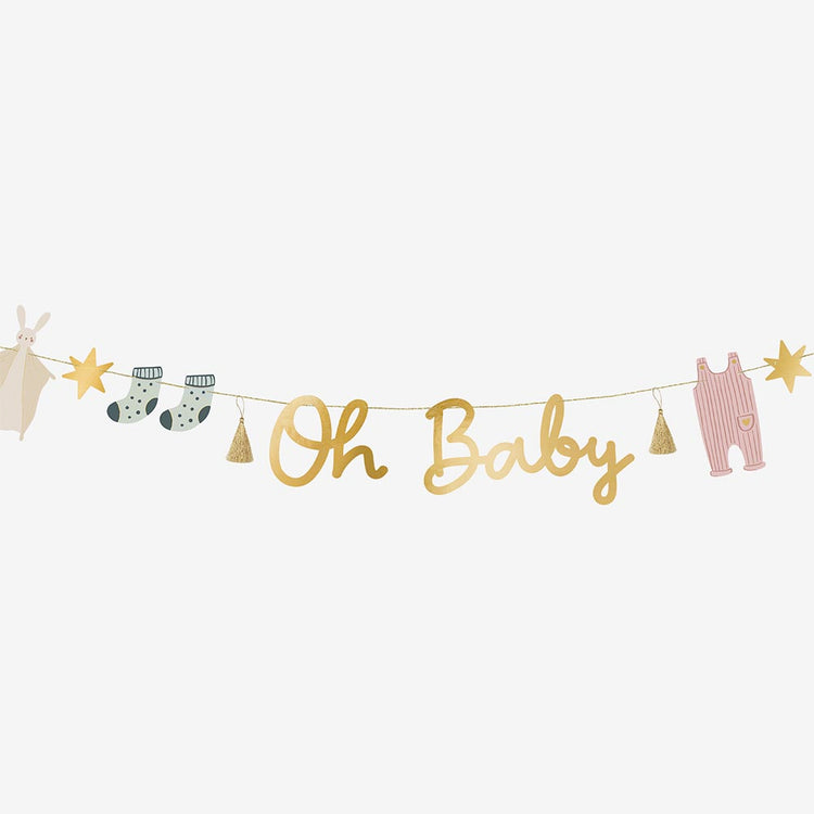 Guirlande en papier oh baby pour decoration baby shower élégante