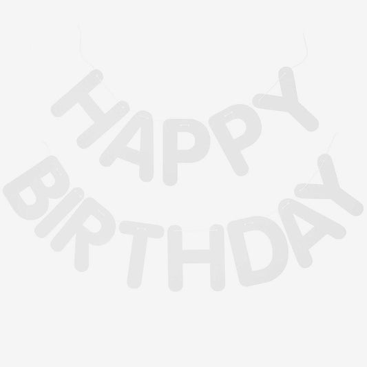 Guirlande en papier happy birthday blanc pour deco anniversaire
