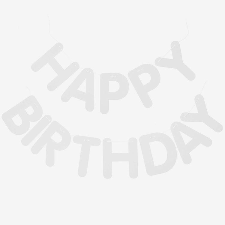 Guirlande en papier happy birthday blanc pour deco anniversaire